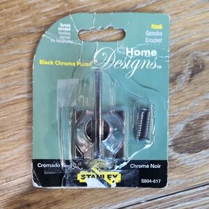 NWT Stanley Home Designs Black Chrome Plated Wall Hook & 2 Screws